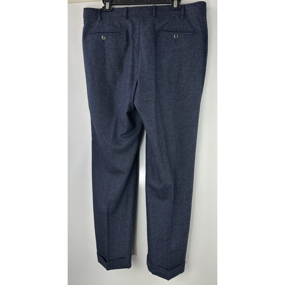 Sartore Textured Wool Pants Reda Super 110s Timeless Blue Cuffed Trouser Mens 36 - Picture 9 of 9